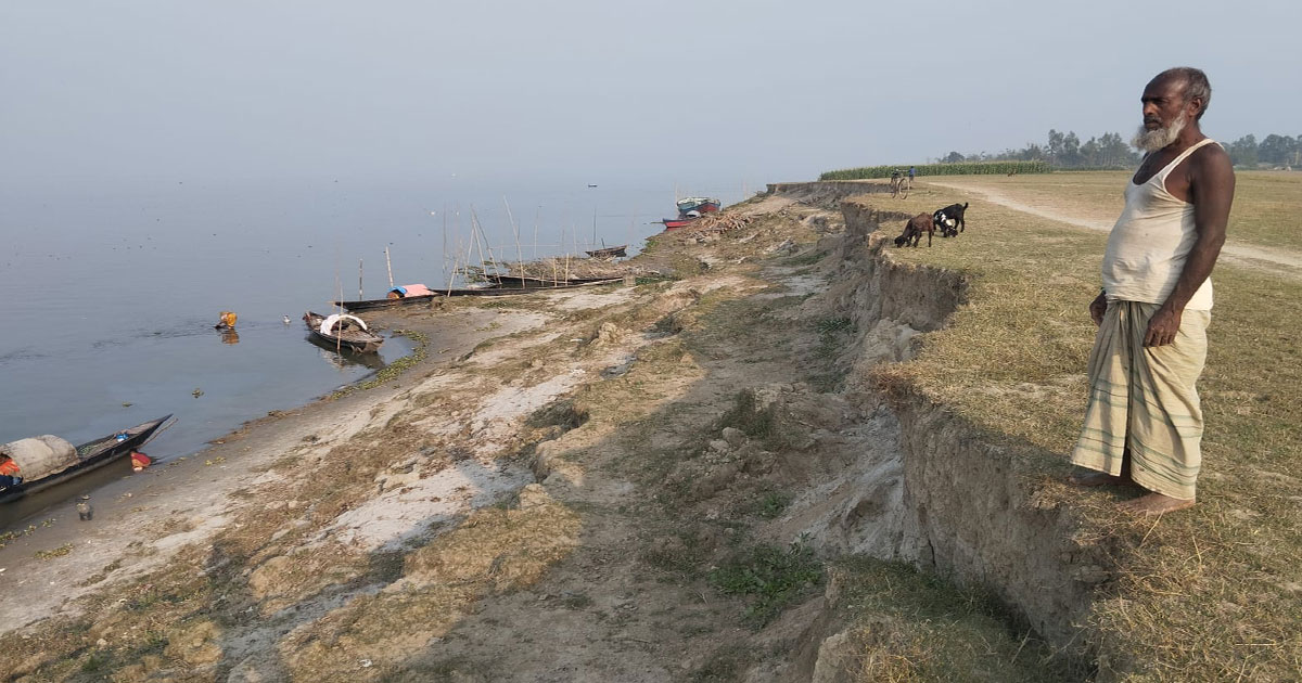 হরিরামপুরে পদ্মার ভাঙনে হাজার বিঘা ফসলি জমি বিলীন, ভাঙনরোধে টেকসই বেরিবাঁধের দাবি এলাকাবাসীর