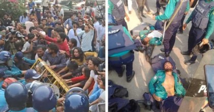 ধর্ষণবিরোধী বিক্ষোভকারীদের সঙ্গে পুলিশের সংঘর্ষ