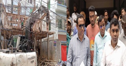 রাজধানীর বনশ্রীতে ভবনের অতিরিক্ত অংশ ভাঙছে রাজউক