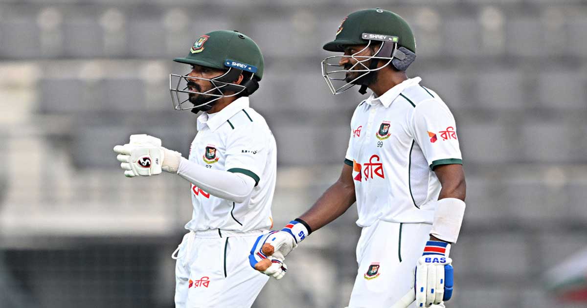 দ্বিতীয় দিন শেষে ২৫ রানে পিছিয়ে বাংলাদেশ