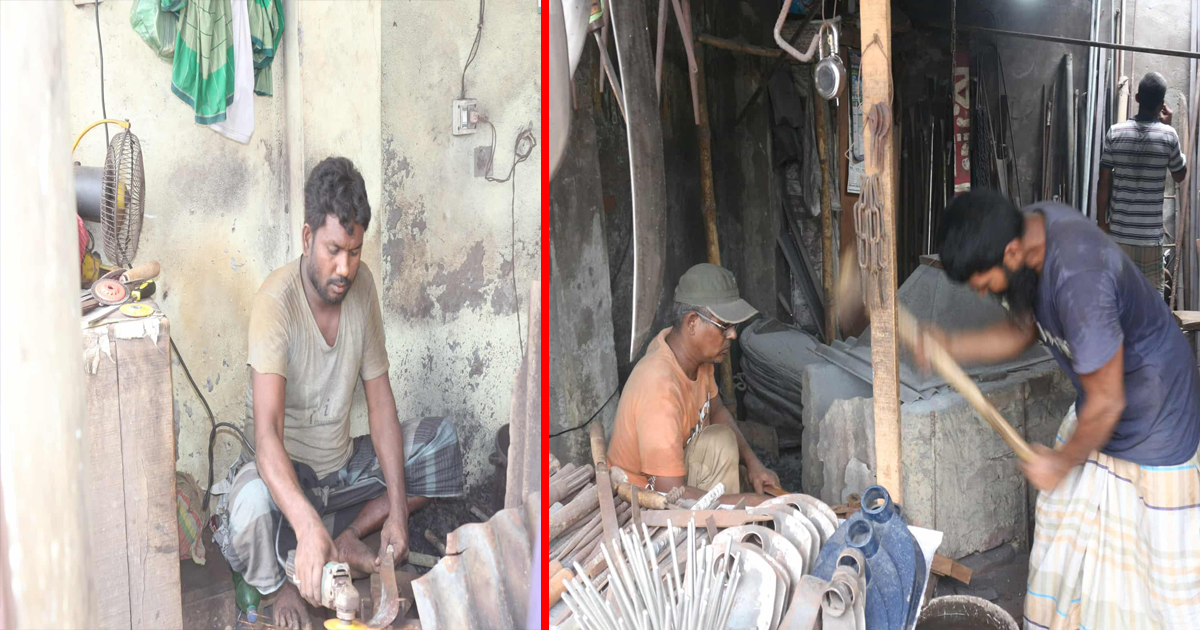 আসন্ন ইদুল আযহার প্রস্তুতি; কর্মব্যস্ত ভোলার কামারেরা