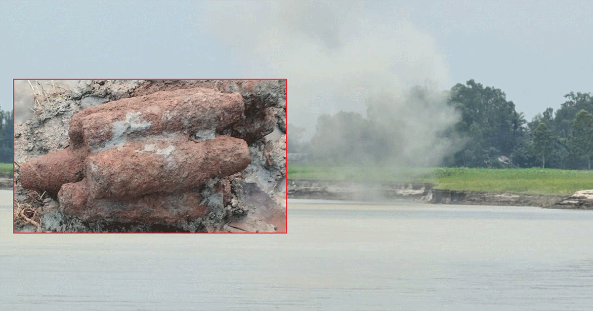 টাঙ্গাইলে উদ্ধারকৃত ১১টি মর্টার শেল যমুনা নদীতে বিস্ফোরণ