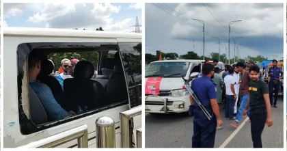 এনসিপির গাড়িবহরে হামলা