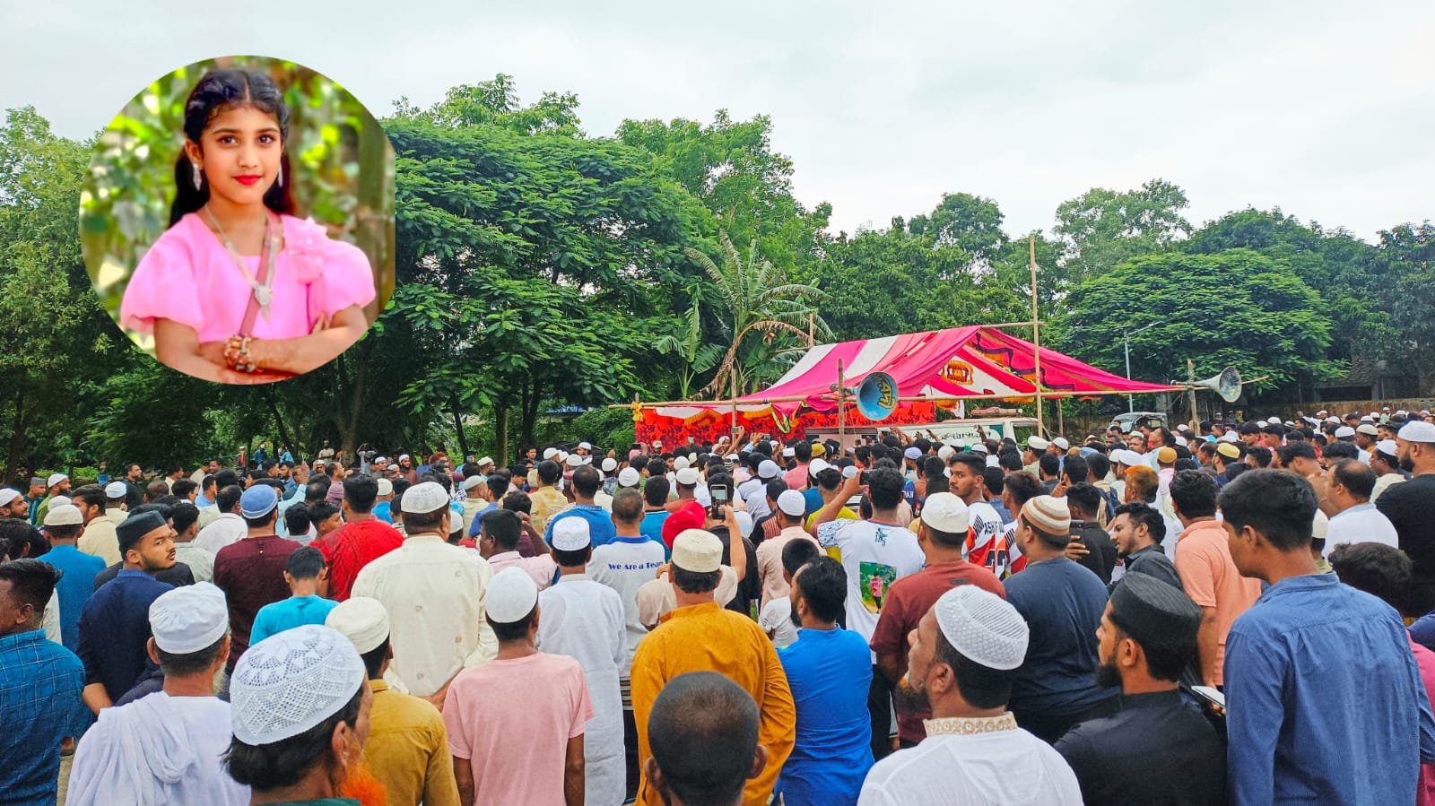 শিশু ময়নার জানাজায় জনতার ঢল, হত্যাকাণ্ডে শোকের ছায়া সরাইলে

