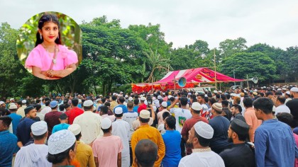 শিশু ময়নার জানাজায় জনতার ঢল, হত্যাকাণ্ডে শোকের ছায়া সরাইলে

