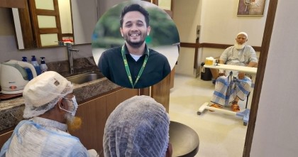 জামায়াত আমিরকে দেখতে হাসপাতালে শহীদ মুগ্ধের বাবা

