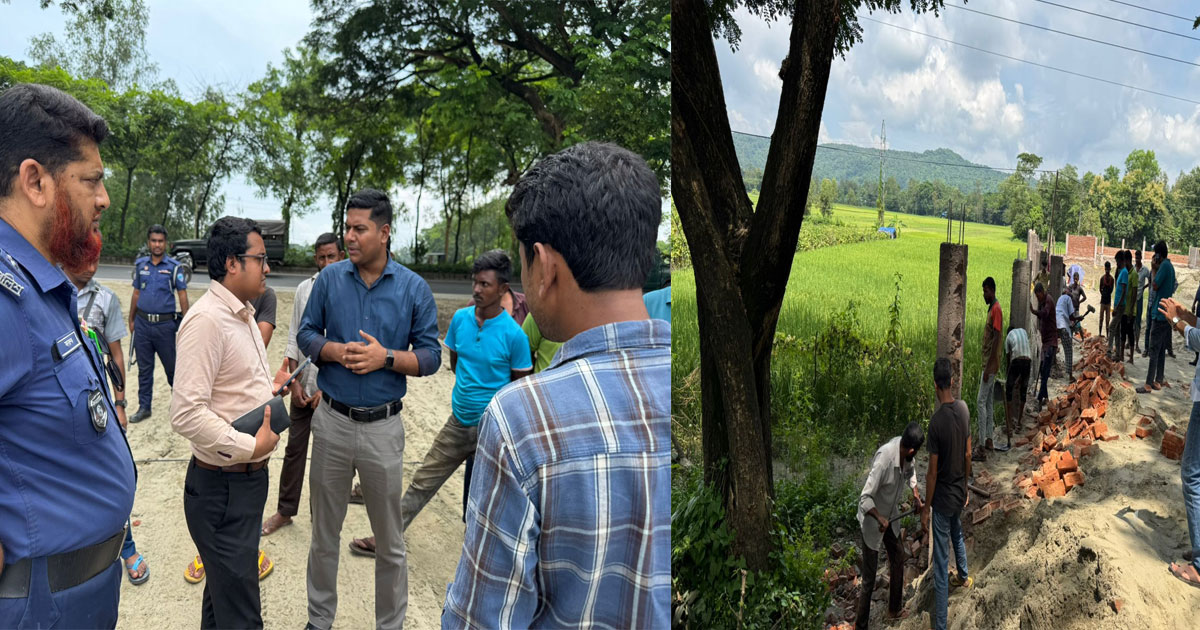 অবৈধ নির্মাণাধীন স্থাপনা ভেঙে সওজের ভূমি উদ্ধার