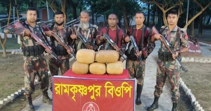 গাংনী সীমান্তে অভিযান চালিয়ে সাড়ে ২৫ কেজি গাঁজা উদ্ধার