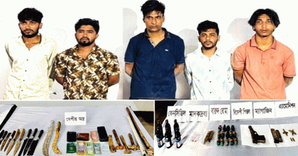 রূপগঞ্জে যৌথ বাহিনীর অভিযানে শুটার রিয়াজ বাহিনীর পাঁচ সদস্য গ্রেপ্তার