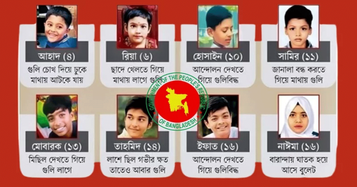 জুলাই আন্দোলনে নিহত শিশুদের পরিবারকে সম্মাননা দেবে সরকার