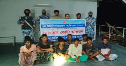 মেঘনায় মা ইলিশ রক্ষা অভিযানে ১১ জেলে আটক, আট জনের কারাদণ্ড