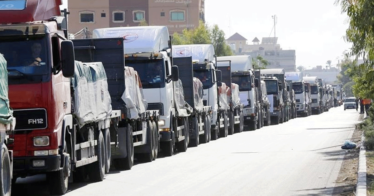 যুদ্ধবিধ্বস্ত গাজায় ঢুকছে ৬০০ ত্রাণবাহী ট্রাক