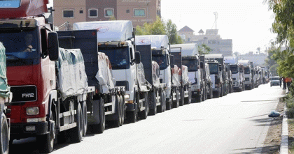 যুদ্ধবিধ্বস্ত গাজায় ঢুকছে ৬০০ ত্রাণবাহী ট্রাক