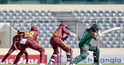 ওয়েস্ট ইন্ডিজের বিপক্ষে ৩৫ ওভারে পাঁচ উইকেট হারিয়ে ১১৩ রান সংগ্রহ বাংলাদেশের 