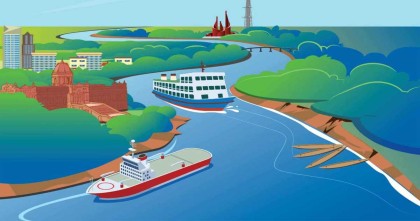 দেশের বন্ধ নৌপথ সচলের দাবিতে তিতাস থেকে বুড়িগঙ্গা প্রতীকী যাত্রা শুরু