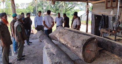 মহিপুরে অবৈধ করাতকলের বিরুদ্ধে অভিযান, চার মালিককে ২৫ হাজার টাকা জরিমানা