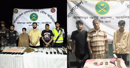 আশুলিয়ায় বিপুল পরিমাণ মাদক ও অস্ত্রসহ সাত জন গ্রেপ্তার