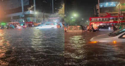 মুষলধারে বৃষ্টিতে রাজধানীতে জলাবদ্ধতা, যান চলাচলে ধীরগতি