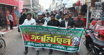বিচারের দাবিতে মেহেরপুরে এনসিপির গণমিছিল ও সমাবেশ