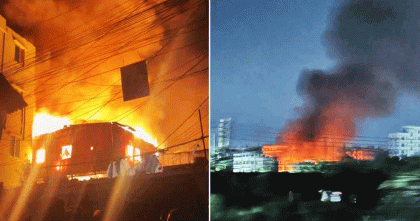 ঢাকার কুড়িল বিশ্বরোড এলাকায় ভয়াবহ আগুন, নিয়ন্ত্রণে চার ইউনিট

