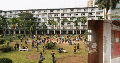 ভূমিকম্পে ঢাবির একাধিক হলের ভবনে ফাটল, নতুন ভবনের দাবিতে কর্মচারীদের ভবনে শিক্ষার্থীরা