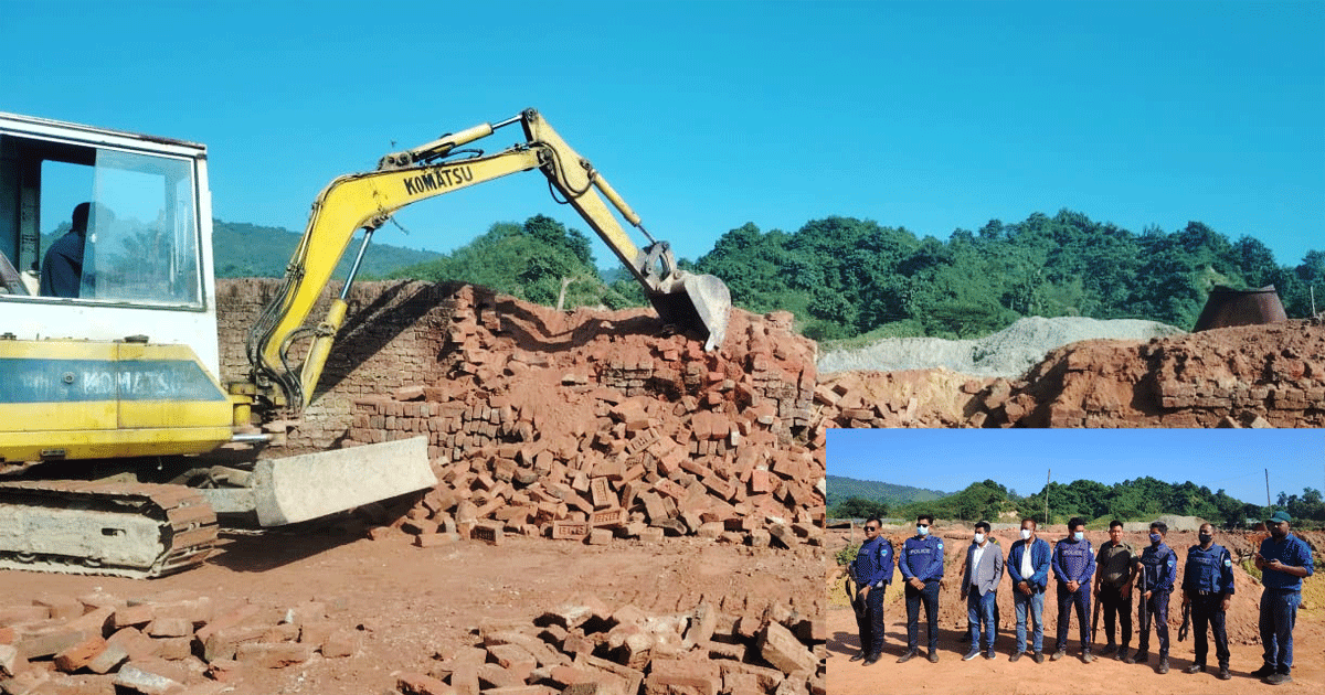 দুটি অবৈধ ইটভাটার কিলন ভেঙে গুড়িয়ে দিলো প্রশাসন