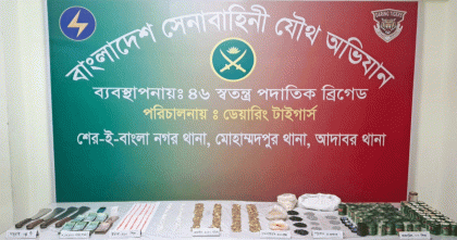 জেনেভা ক‍্যাম্পে সেনা অভিযানে বিপুল বিস্ফোরক দ্রব্য ও মাদক উদ্ধার