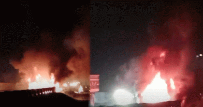 সিরাজগঞ্জে চলন্ত পিকআপ ভ্যানে হঠাৎ আগুন