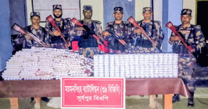 সীমান্তে বিজিবির অভিযানে ১৬ লাখ টাকার ভারতীয় পণ্য জব্দ 