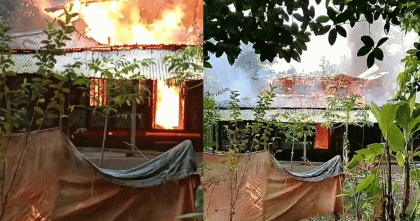 বাউফলে ছেলের দেয়া আগুনে বাবার বসতঘর পুড়ে ছাই