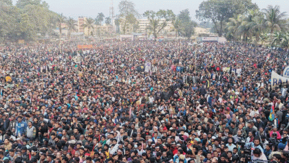 মিছিলে মুখরিত রংপুর, তারেক রহমানের জনসভা ঘিরে জনতার ঢল 