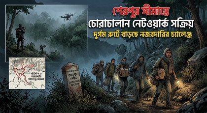 শেরপুর সীমান্তে চোরাচালান নেটওয়ার্ক সক্রিয়, দুর্গম রুটে বাড়ছে নজরদারির চ্যালেঞ্জ