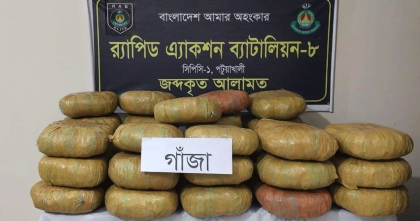পটুয়াখালীতে পিকআপ থেকে ৬৬ কেজি গাঁজা উদ্ধার