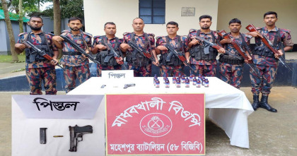 জীবননগর সীমান্ত  থেকে বিদেশি পিস্তল ও গুলি উদ্ধার