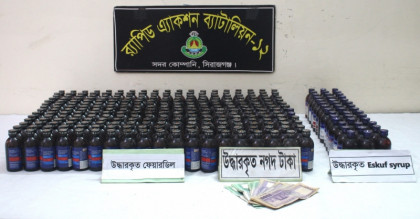 সলঙ্গায় ৩০৬ বোতল মাদকসহ দুই ব্যবসায়ী গ্রেপ্তার