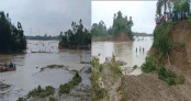 ড্রেজারেই সর্বনাশ: খোয়াই নদীর বাঁধ ভেঙে পানির নিচে ২০ গ্রাম