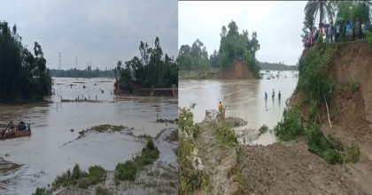 ড্রেজারেই সর্বনাশ: খোয়াই নদীর বাঁধ ভেঙে পানির নিচে ২০ গ্রাম