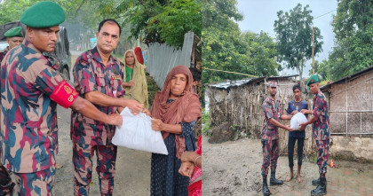 ভারী বর্ষণে ক্ষতিগ্রস্ত মানুষের পাশে চুয়াডাঙ্গা-৬ বিজিবি ব্যাটালিয়ন