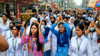 সিরাজগঞ্জে শিক্ষামন্ত্রীর পদত্যাগ দাবিতে শিক্ষার্থীদের বিক্ষোভ
