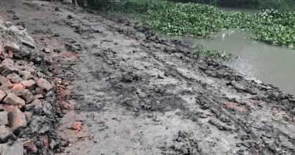 উজিরপুরে উদ্বোধনের দুই মাসেই বেহাল ৭৫ লাখের সড়ক, উঠছে পিচ-পাথর!দ