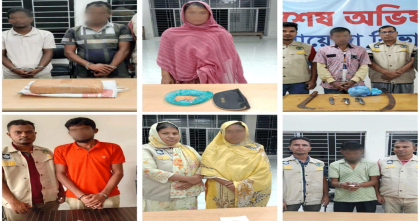 বরিশালে মাদকবিরোধী অভিযানে অস্ত্র-ইয়াবা-গাঁজাসহ ২১ জন আটক