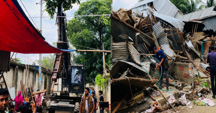 উচ্ছেদ অভিযানে গুঁড়িয়ে দেয়া হলো টঙ্গীর হাজির মাজার বস্তি 