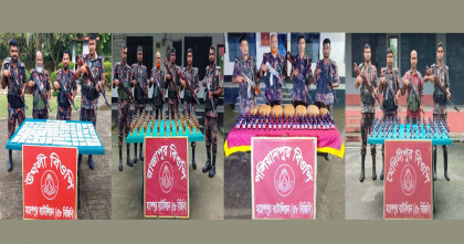 মহেশপুরে ৫৮ বিজিবির পৃথক অভিযানে ভারতীয় সিরাপ, গাঁজা, মদ ও ওষুধ আটক