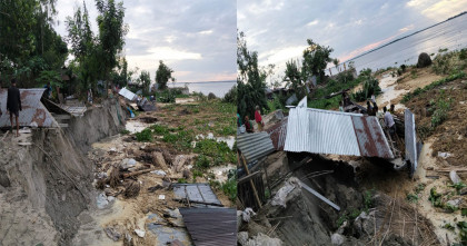 তিস্তায় এক রাতেই বিলীন ৯০ পরিবারের বসতভিটা, ভাঙনের মুখে দুই শতাধিক