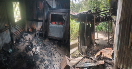 রাতের আঁধারে আগুন, স্বামীর ভিটায় নিঃস্ব বিধবা প্রণতি