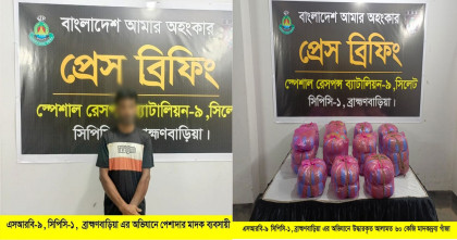 ব্রাহ্মণবাড়িয়ায় এসআরবি-৯-এর সাঁড়াশি অভিযান: ৬০ কেজি গাঁজা উদ্ধার