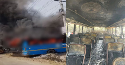 মাতুয়াইলে জগন্নাথ বিশ্ববিদ্যালয়ের বাসে আগুন